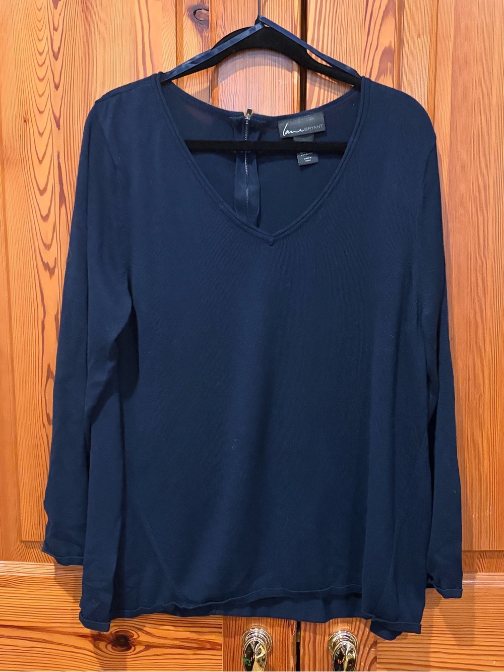 Lane Bryant Dark Navy V-Neck Long Sleeve Top